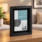 نمایش قاب باکس مشکی بدون شیشه روی میز با عمق کافی