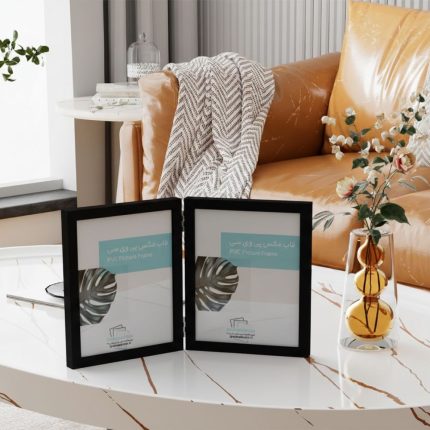 قاب عکس کتابی 2 تکه مشکی تاشو
