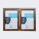 قاب عکس کتابی 2 تکه تاشو قهوه ای طرح چوب - Image 4