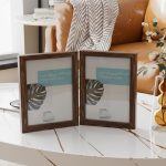 قاب عکس کتابی 2 تکه قهوه ای طرح چوب تاشو